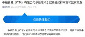 中粮贸易（广东）有限公司总经理梁永记接受审查调查